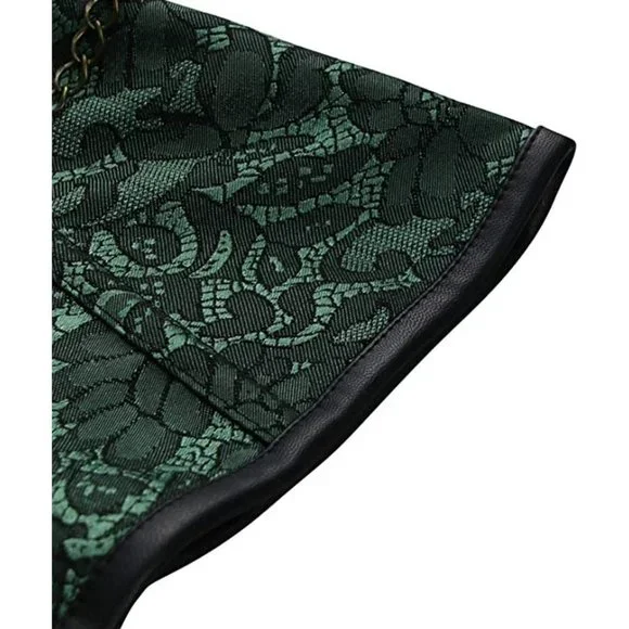 Brand new Women's Spiral Steel Boned Steampunk Gothic Bustier Corset, Green - Picture 3 of 7